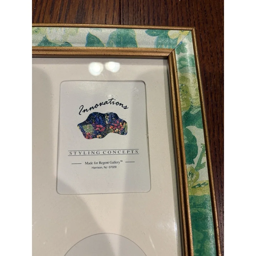 VTG Picture Frame Collage 10 Openings Retro Green Gold Floral 90's Cottagecore